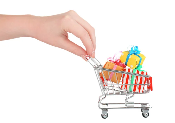 Hand with shopping cart — Stock Photo, Image