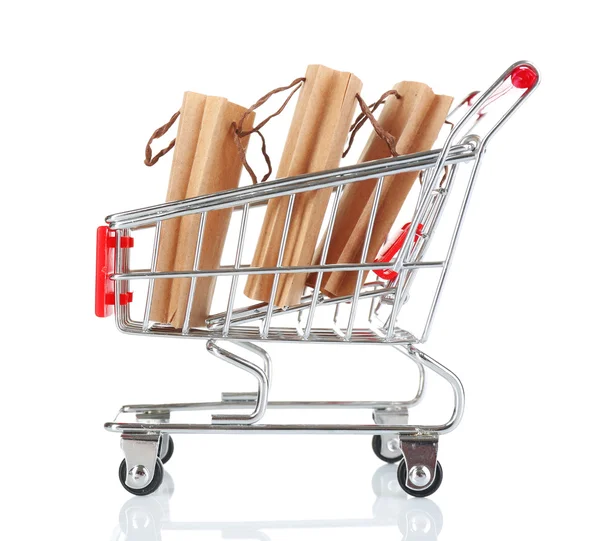 Shopping cart with paper bags — Stock Photo, Image