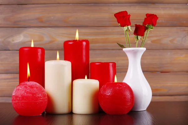 Burning candles for Valentine Day — Stock Photo, Image