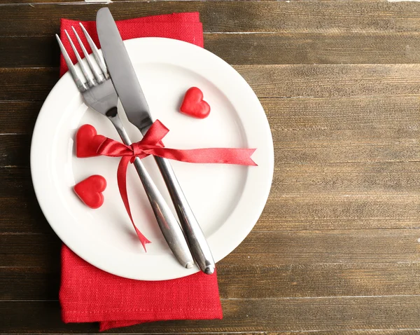 De instelling van de tabel voor dag van de Valentijnskaart — Stockfoto