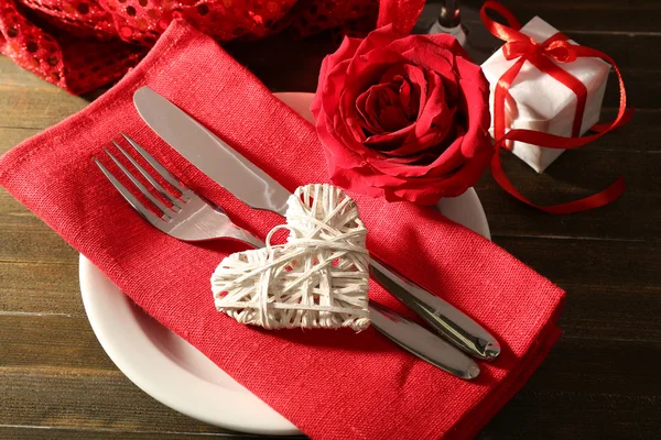 Table setting for Valentine Day — Stock Photo, Image