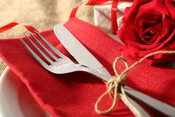 Table setting for Valentine Day — Stock Photo, Image