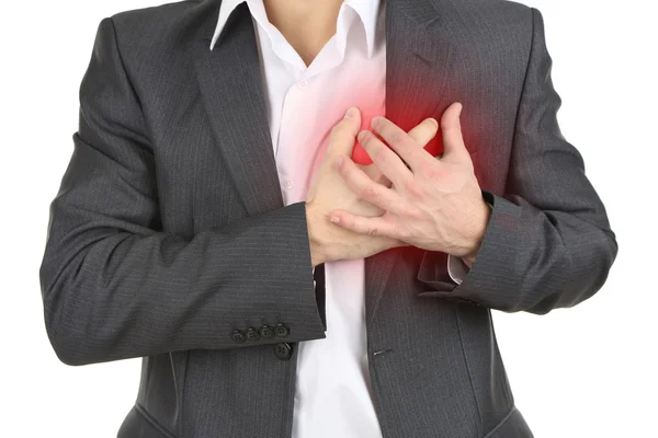 Man having chest pain — Stock Photo, Image