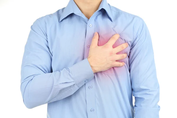 Man having chest pain — Stock Photo, Image