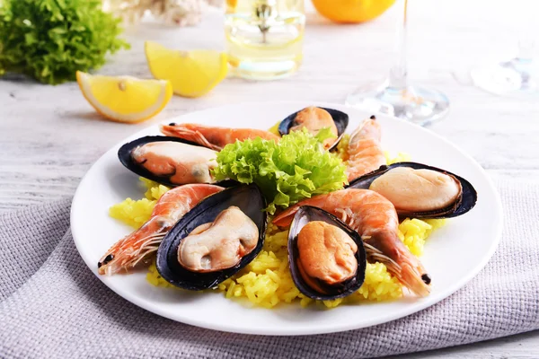 Seafood Paella on plate — Stock Photo, Image