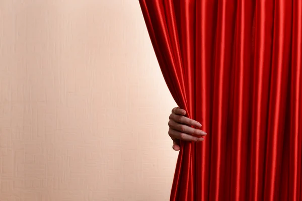 Red Curtain on wall background — Stock Photo, Image