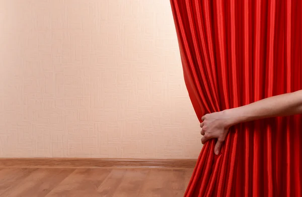 Red Curtain on wall background — Stock Photo, Image