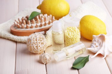 Spa natürmort ahşap plakalar arka plan üzerinde