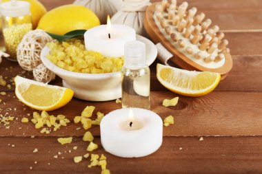 Spa natürmort ahşap plakalar arka plan üzerinde