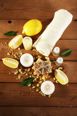 Spa natürmort ahşap plakalar arka plan üzerinde