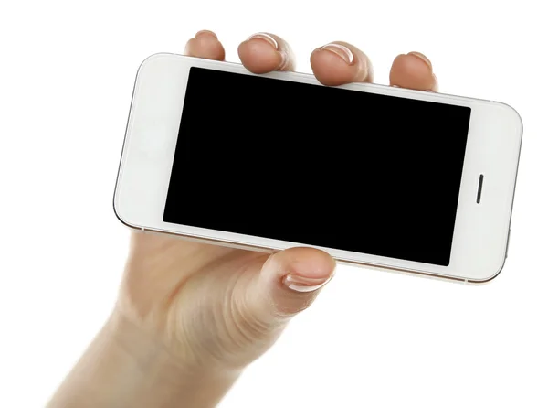 Mano che tiene cellulare smart phone — Foto Stock