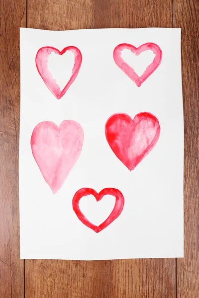 Ainted hearts on paper — Stock Photo, Image