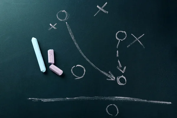 Scheme football game on blackboard background — Stock Photo, Image