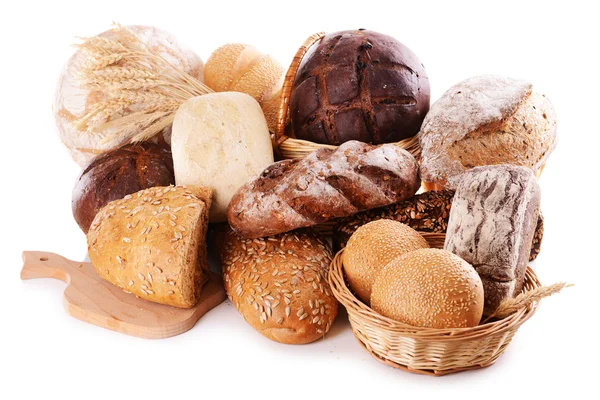 Diferente pan aislado en blanco — Foto de Stock