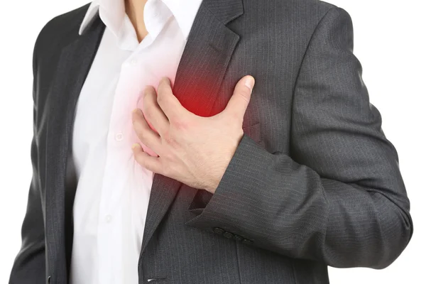 Man having chest pain - heart attack — Stock Photo, Image