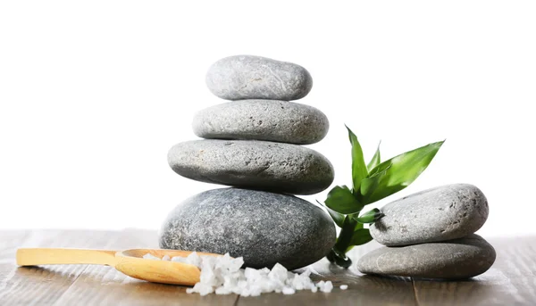 Spa stones with sea salt — Stock Photo, Image