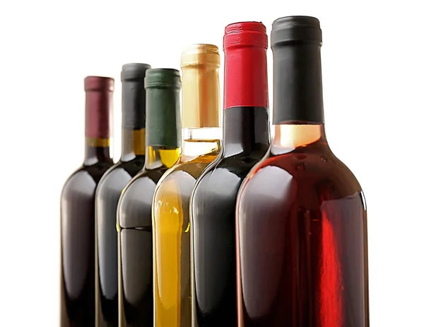 Wine bottles in row — Stock Photo, Image