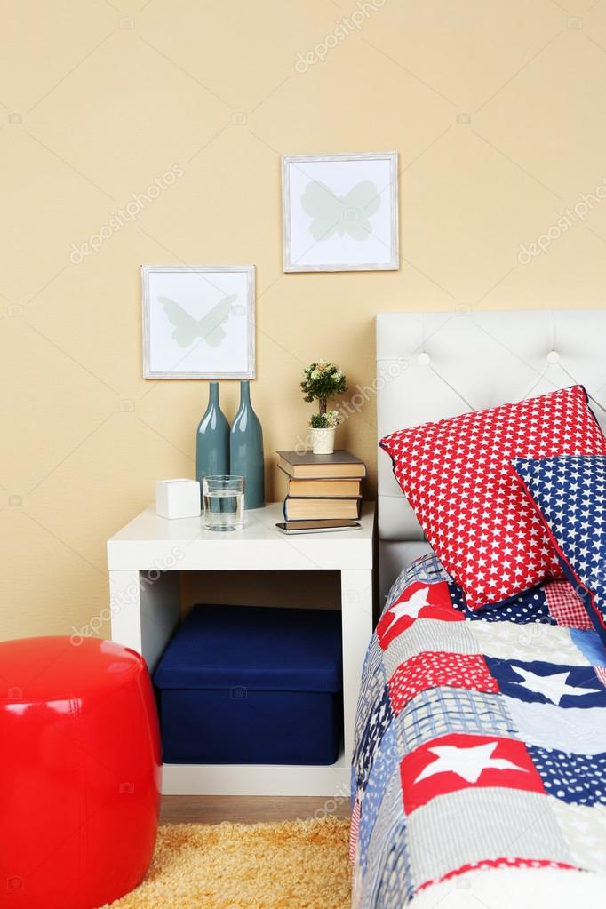 Modern colorful bedroom interior