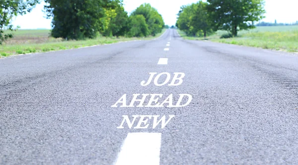 Text New Job Ahead marking on road surface — Stock Photo, Image