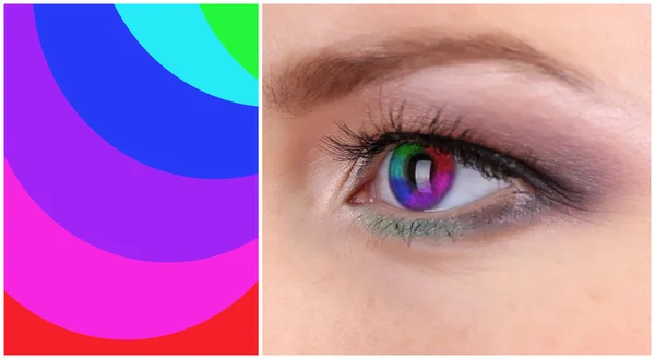 Collage des Auges mit Farbpalette — Stockfoto