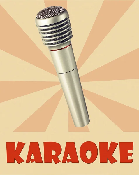 Renk retro arka plan, Karaoke kavramı üzerinde gümüş mikrofon — Stok fotoğraf