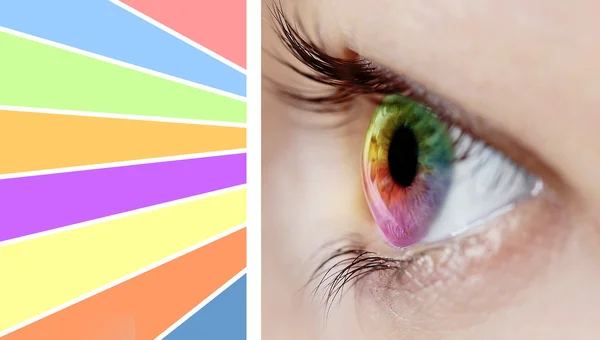Collage des Auges mit Farbpalette — Stockfoto