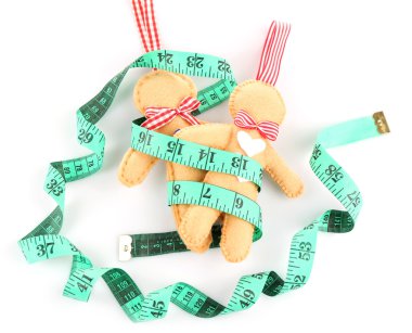 Beyaz izole Noel dekorasyonu ile ölçüm bandı