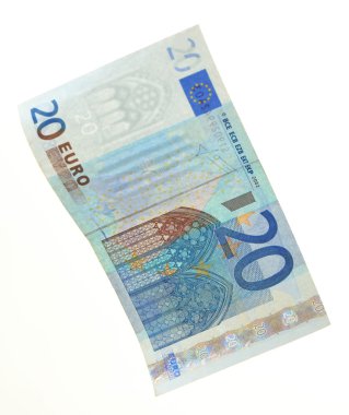 Avro banknotu beyazda izole edildi