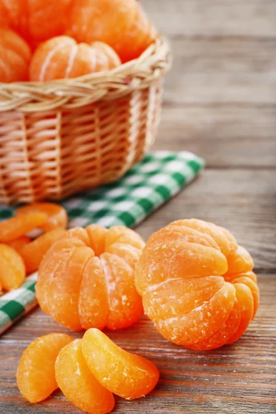 Tangerines on wooden table — Stock Photo, Image