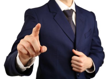 Ekran, yakın çekim iterek işadamı el