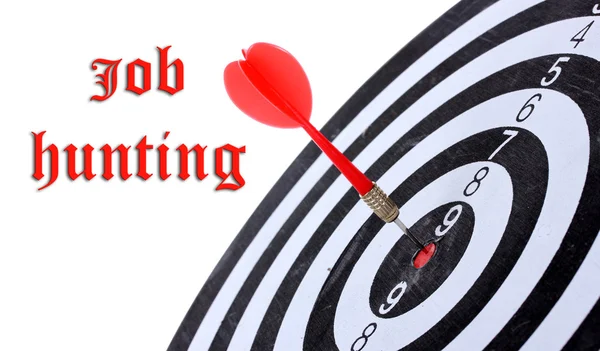 Dart board and Job Hunting text on background isolated on white — Stock Photo, Image