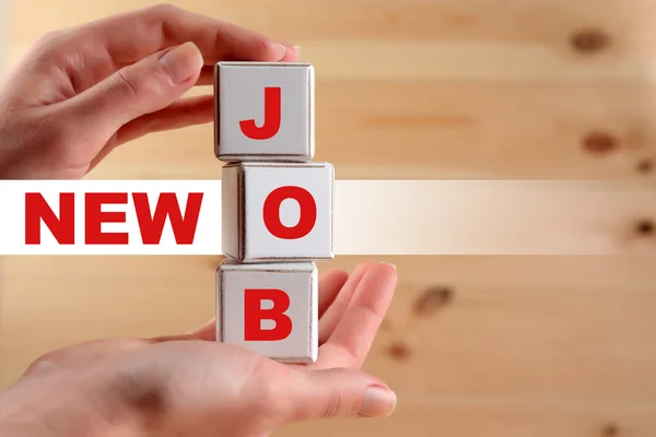 New Job phrase spelled with wooden cubes — Stock Photo, Image