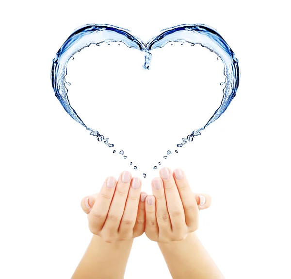 Water splashing shaped heart — Stock Photo, Image