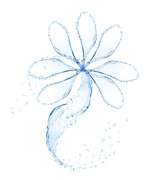 Брызги воды в форме цветка, изолированного на белом — стоковое фото