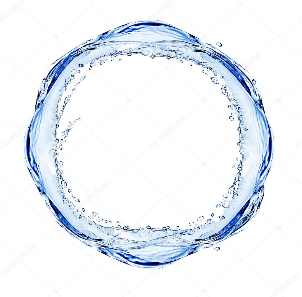 Water splashing shaped as round frame