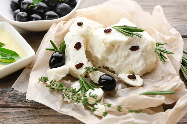 Feta cheese on table — Stock Photo, Image
