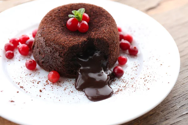 Chocolate pudding with fondant centre — Stock Photo, Image