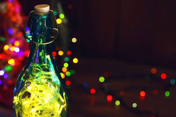 Julbelysning i flaskor — Stockfoto