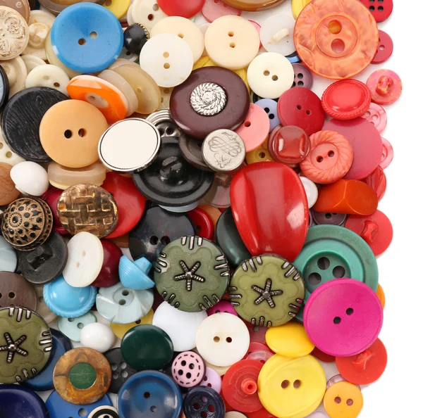 Various of colorful sewing buttons isolated on white — Stock Photo, Image