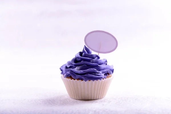 Delicious cupcake with inscription — Stock Photo, Image