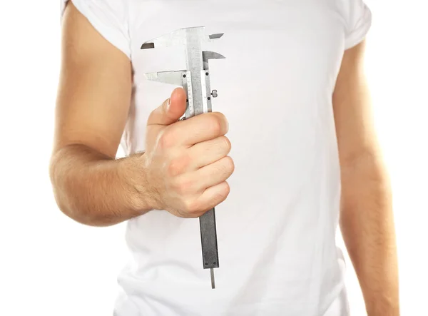 Chave ajustável na mão masculina — Fotografia de Stock