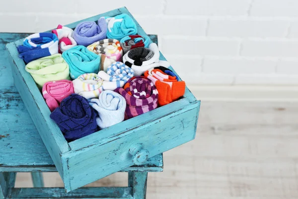 Socks in color drawer — Stock Photo, Image