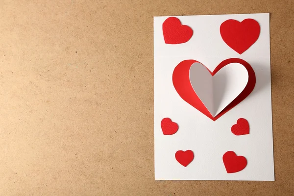 Post card with paper hearts — Stock Photo, Image