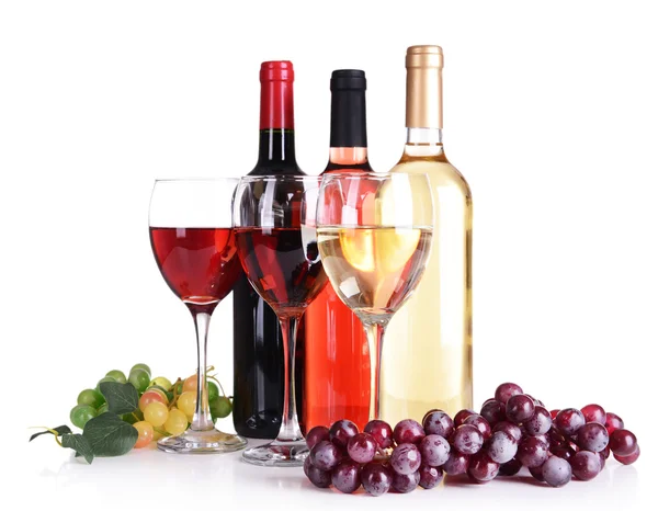 Verschillende wijn geïsoleerd op wit — Stockfoto