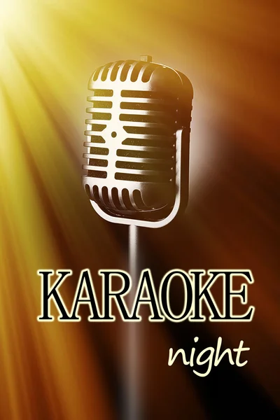 Micrófono retro sobre fondo de color, concepto de noche de karaoke —  Fotos de Stock