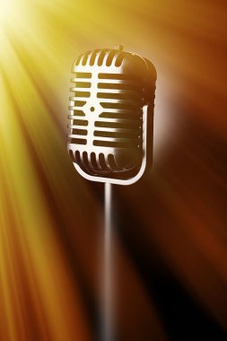 Retro mikrofon açık renk arka plan, Karaoke kavramı