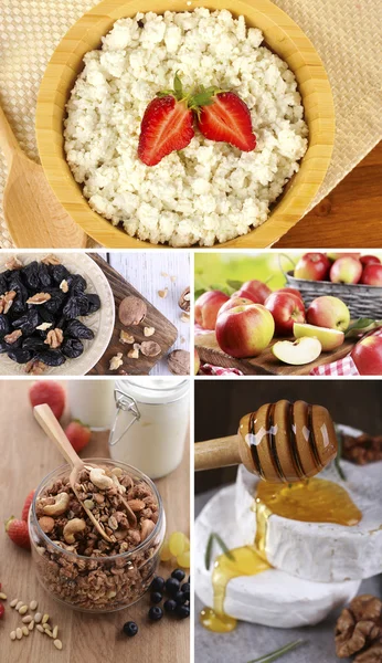 Sağlıklı yemekler ve kolaj ürünlerde — Stok fotoğraf