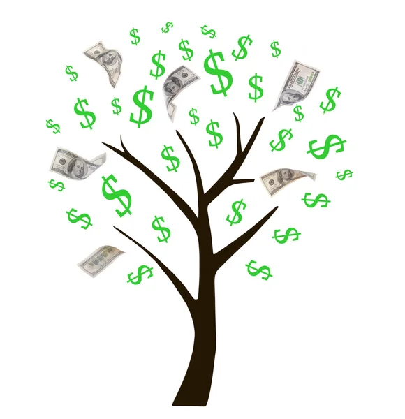 Beyaz izole para ağacı — Stok fotoğraf