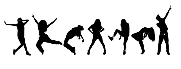 Silhouettes of dancing people isolated on white — Stock Photo, Image