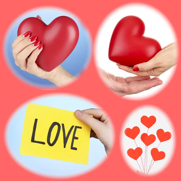 Collage of some different hearts images, Love concept — Stock Photo, Image